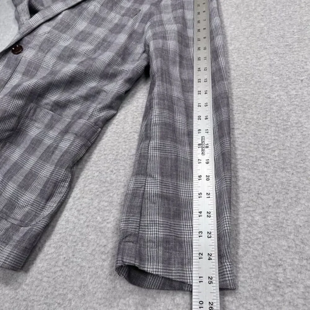 UNTUCKit Blazer 40R Gray Glen Plaid‎ Linen Unstructured Sport Coat Surgeon Cuffs